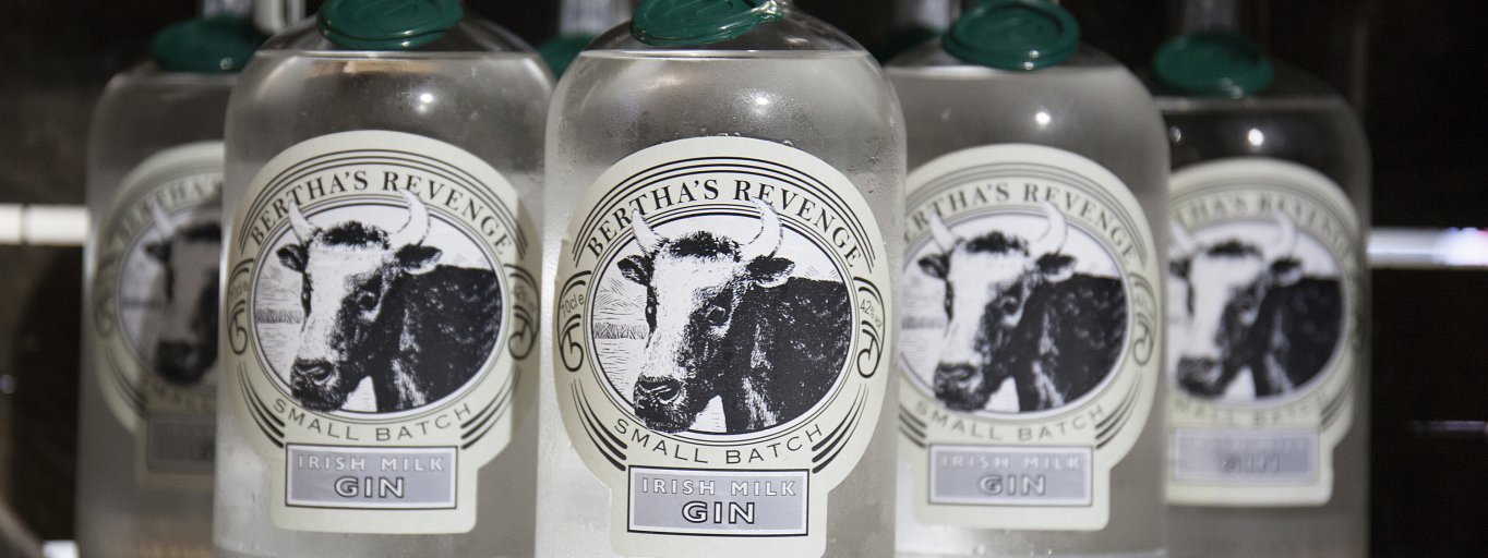 Bottles of Bertha's Revenge small batch Irish milk gin